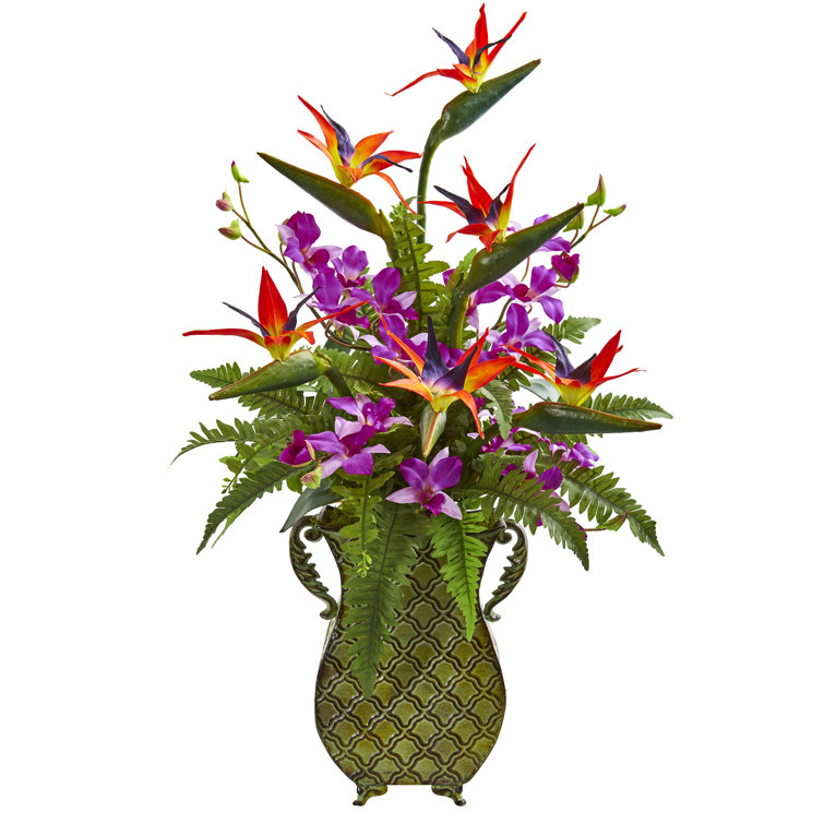 Bayou Breeze Artificial Mixed Floral Arrangement in Planter Wayfair